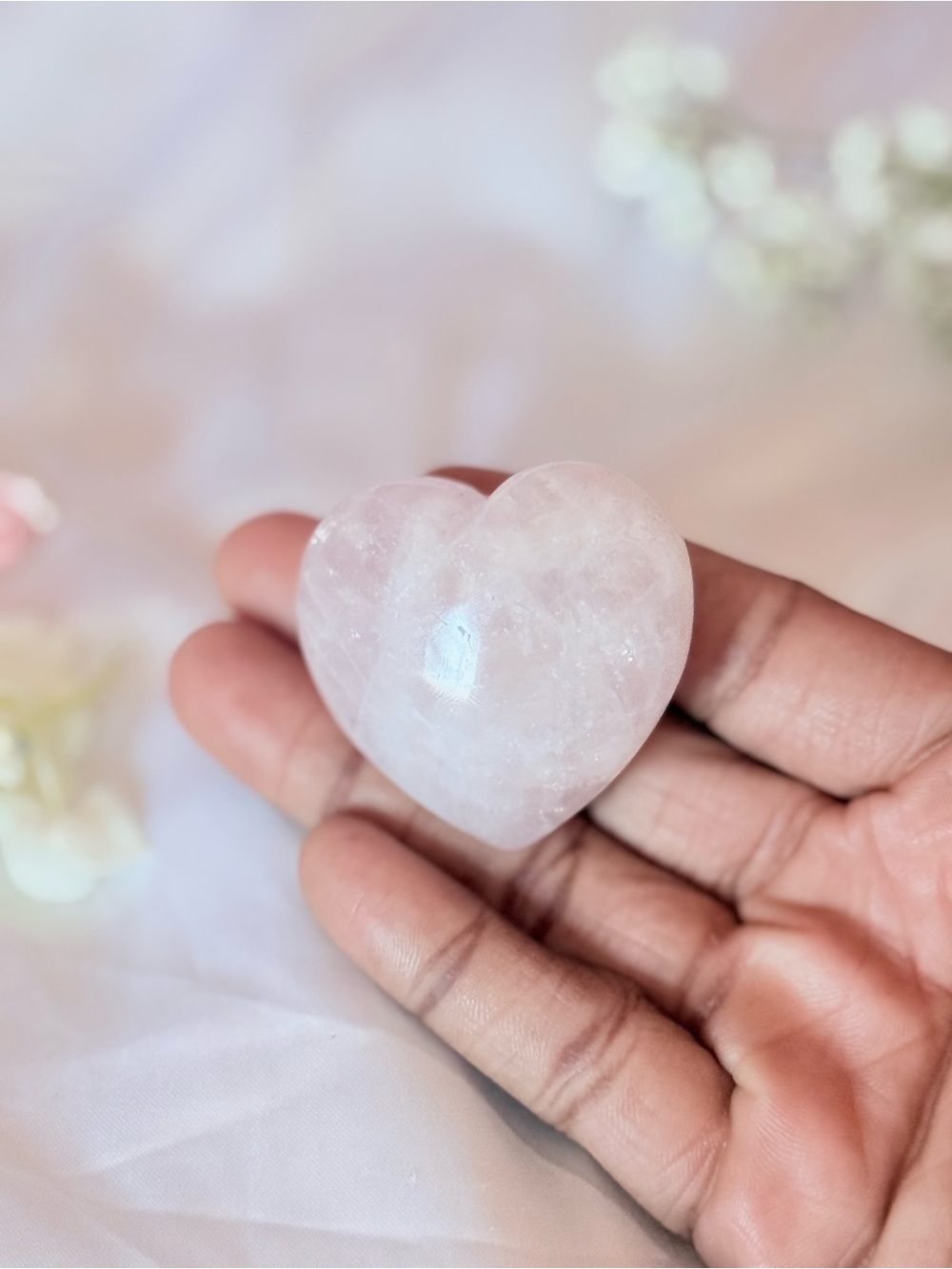 Large Rose Quartz Crystal Heart | Self Love Pink Crystal Palm Stone